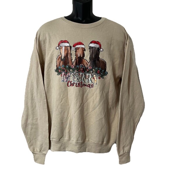 Horse Christmas Sweatshirt Women's M Holiday  Equestrian Western Ugly Sweater - Picture 1 of 15